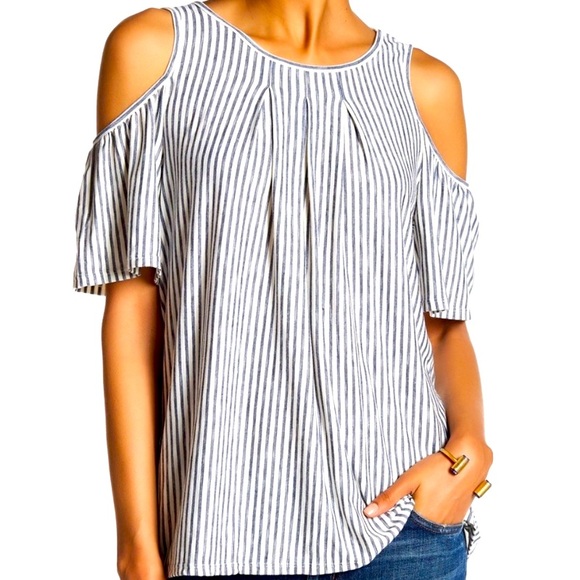 Max Studio Striped Cold Shoulder Blouse is NWT. - Picture 1 of 1